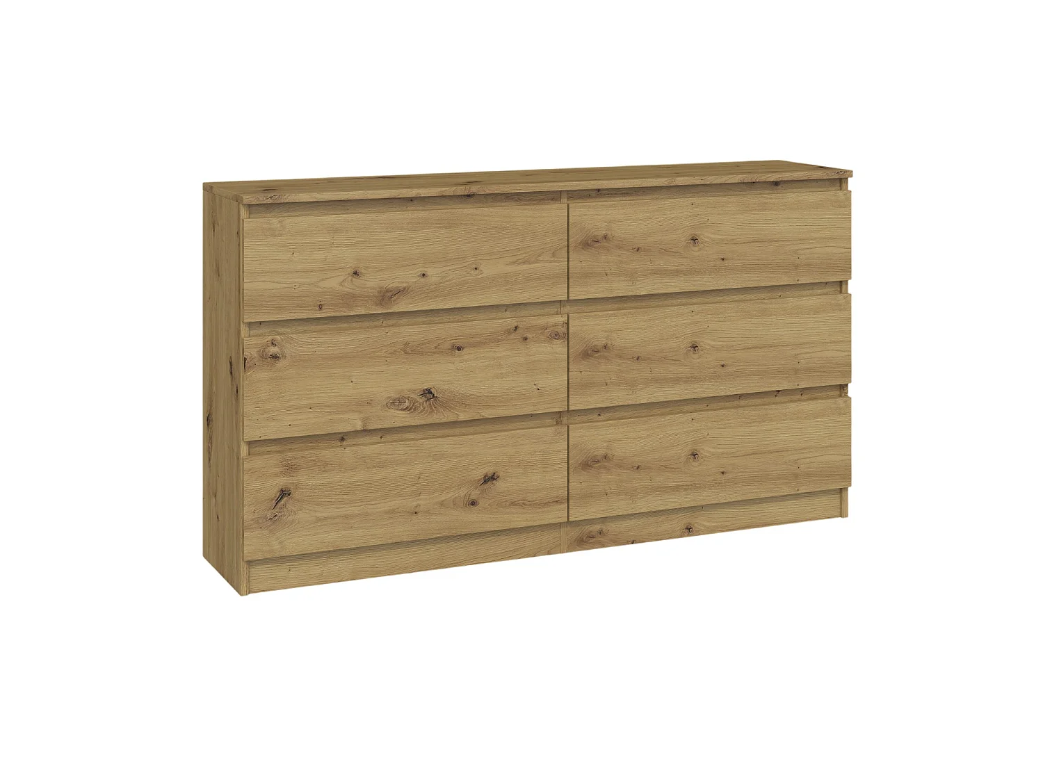 Cassettiera moderna con 6 cassetti 138x40x75 cm rovere CMMT11