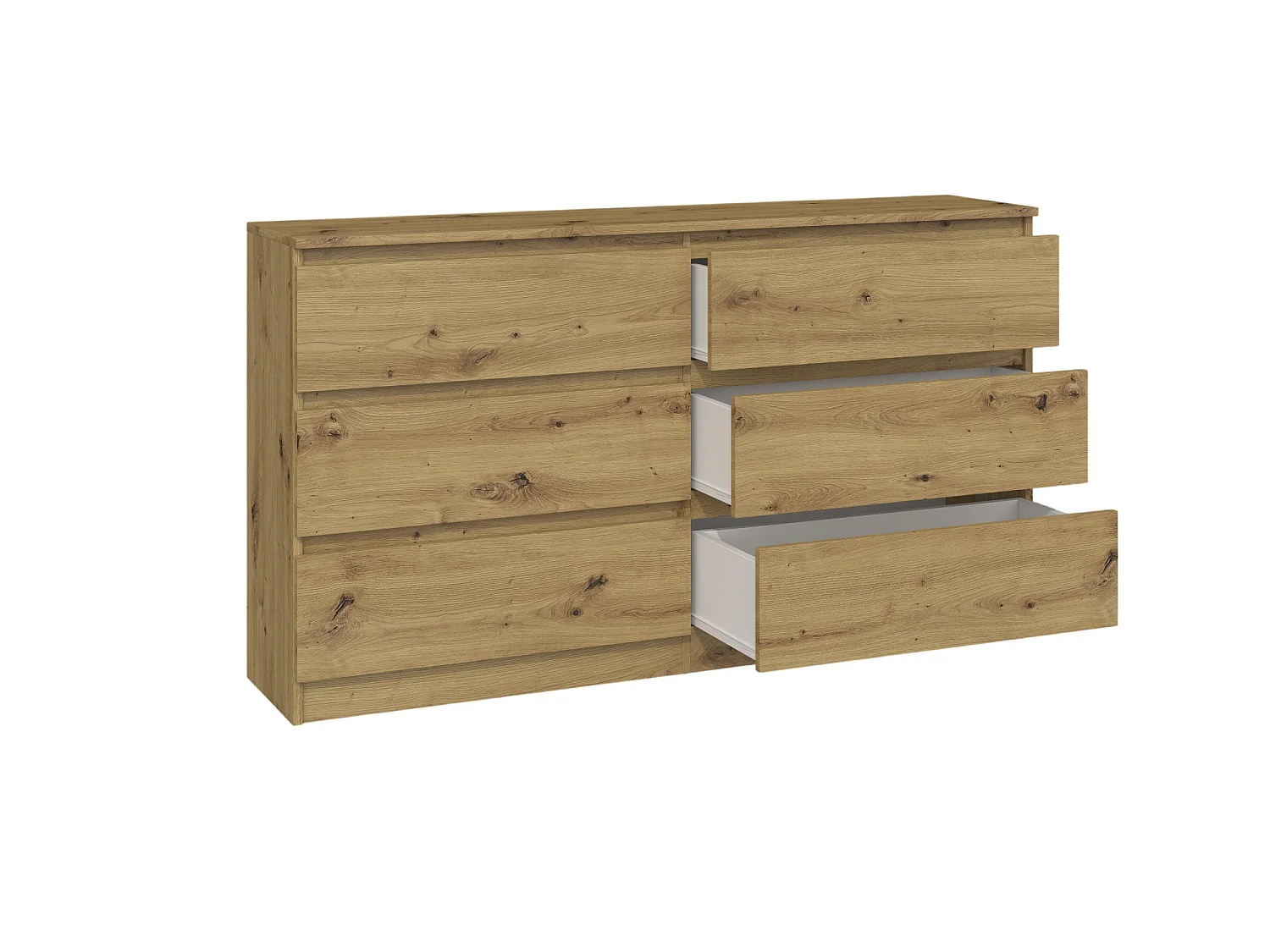 Cassettiera moderna con 6 cassetti 138x40x75 cm rovere CMMT11