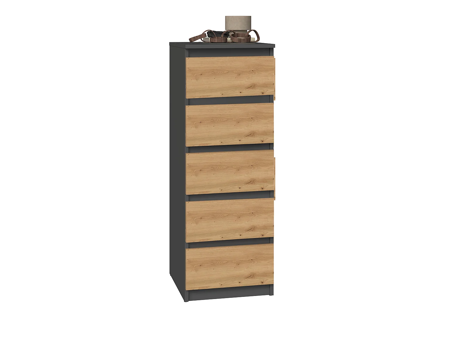 Cassettiera con 5 cassetti 40x45x111 cm rovere/antracite CMMT14