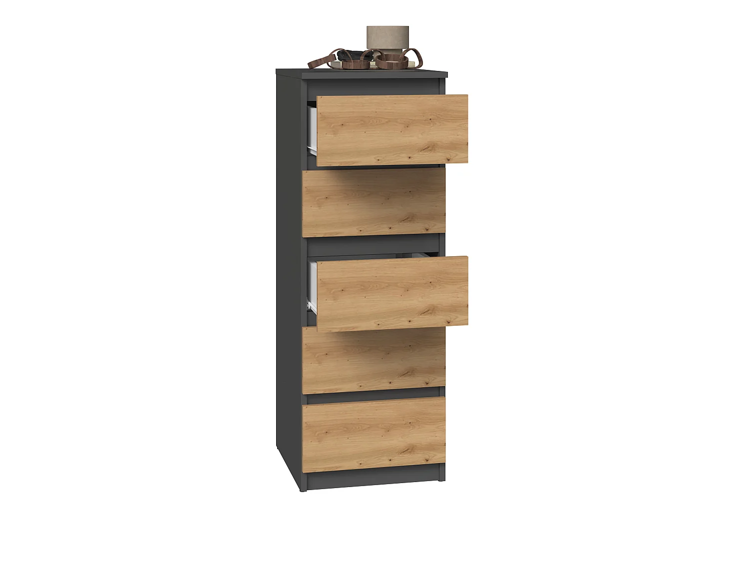 Cassettiera con 5 cassetti 40x45x111 cm rovere/antracite CMMT14