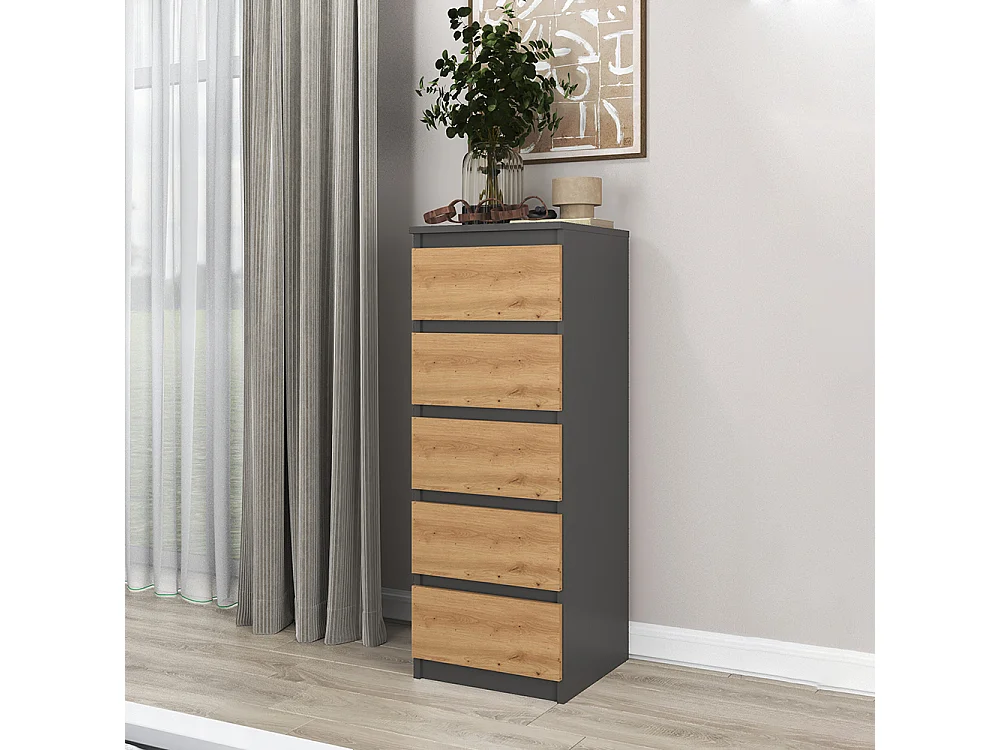 Cassettiera con 5 cassetti 40x45x111 cm rovere/antracite CMMT14