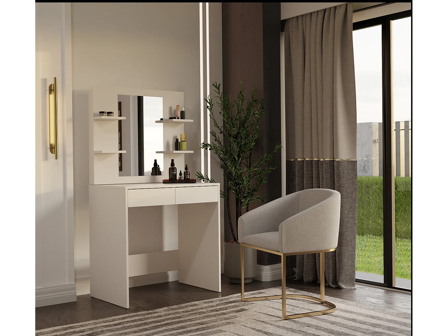 Toeletta da trucco moderna 81x150 cm beige cashmere TOT5