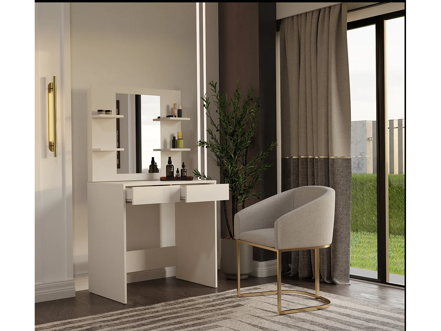 Toeletta da trucco moderna 81x150 cm beige cashmere TOT5