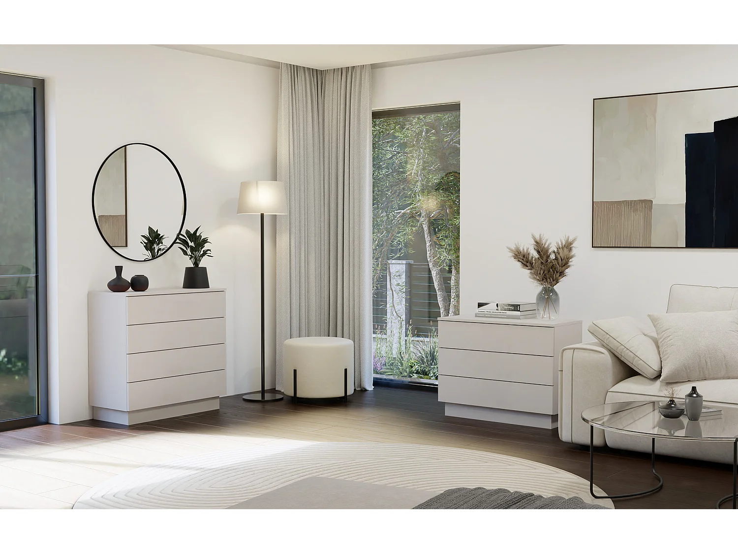 Cassettiera moderna con 3 cassetti 85x40x66 cm beige cashmere CMMT3
