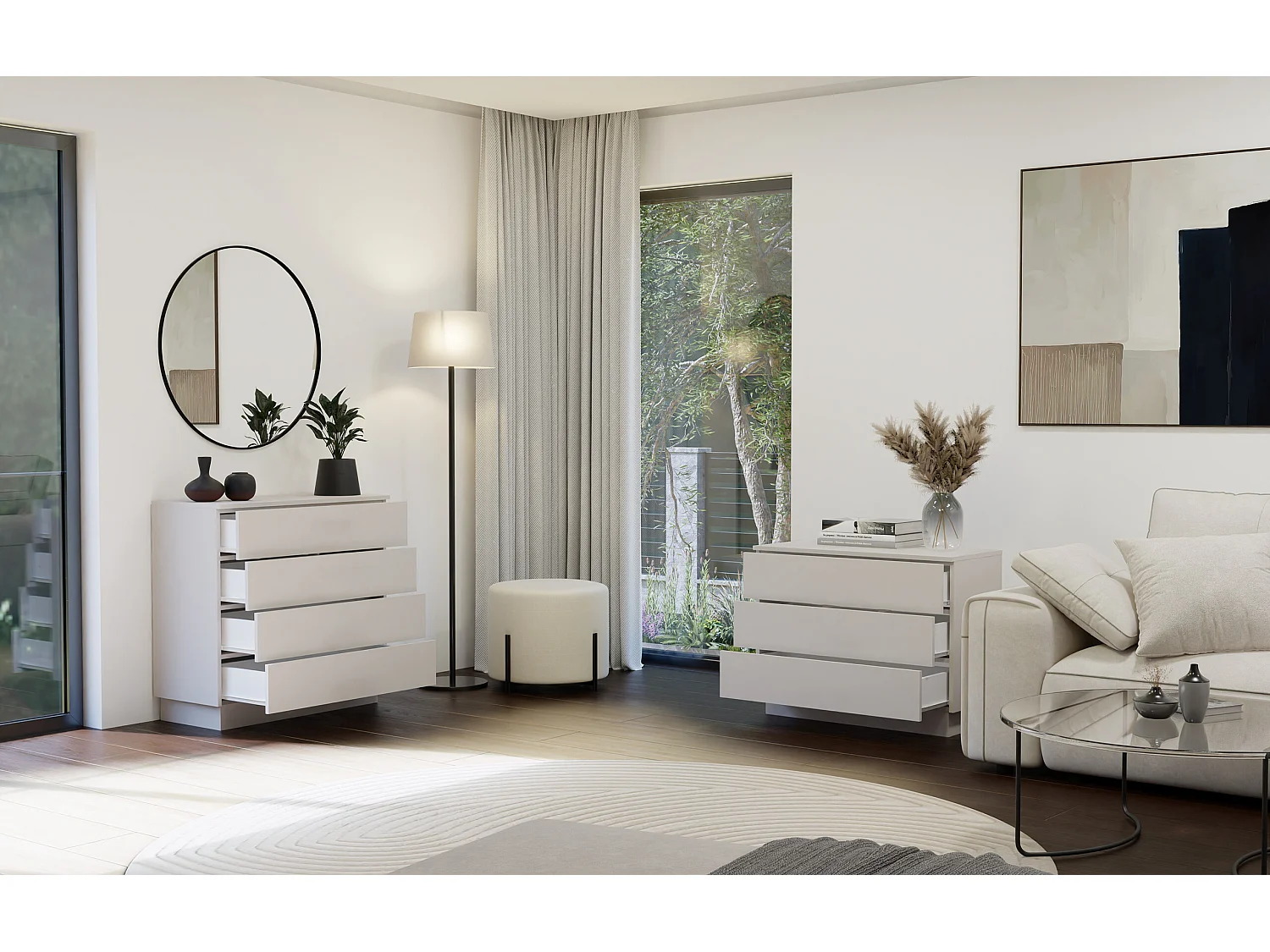 Cassettiera moderna con 3 cassetti 85x40x66 cm beige cashmere CMMT3
