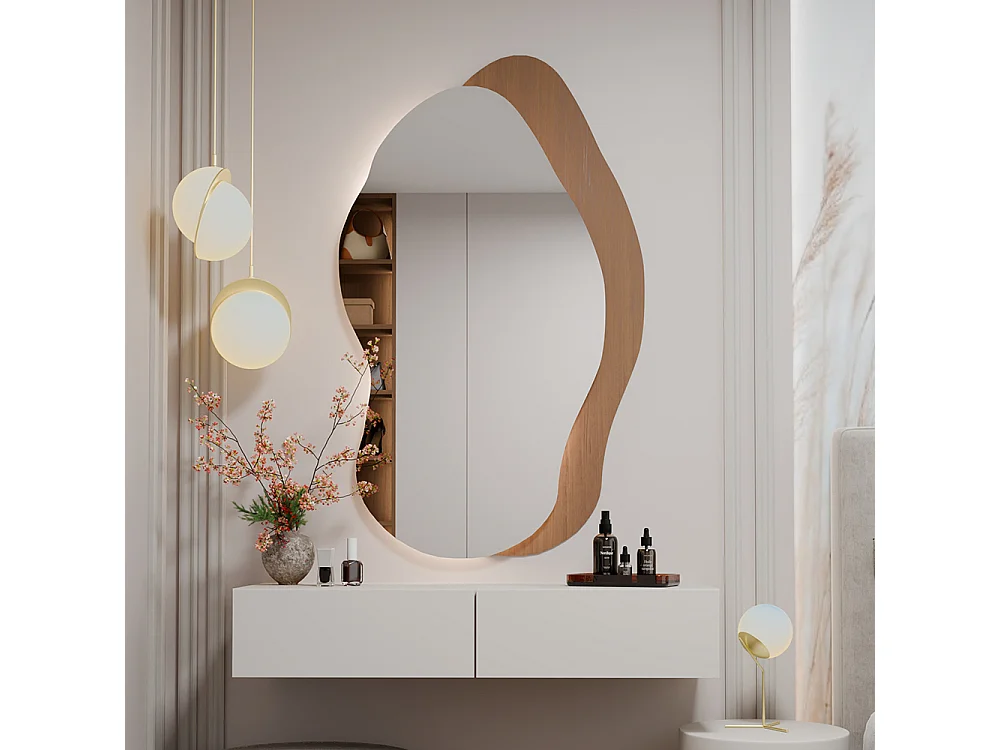 Toeletta da trucco sospesa minimal 110x20 cm beige TOT4