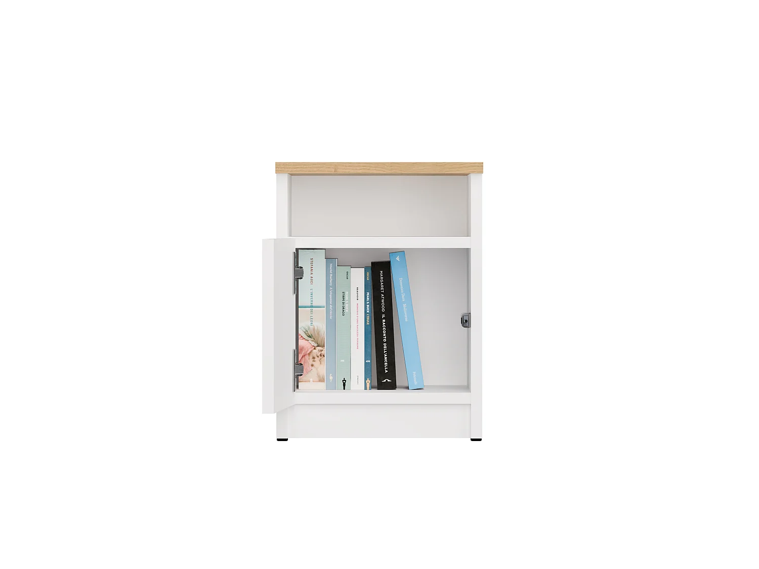 Comodino 30x40 cm con anta bianco/rovere COT4