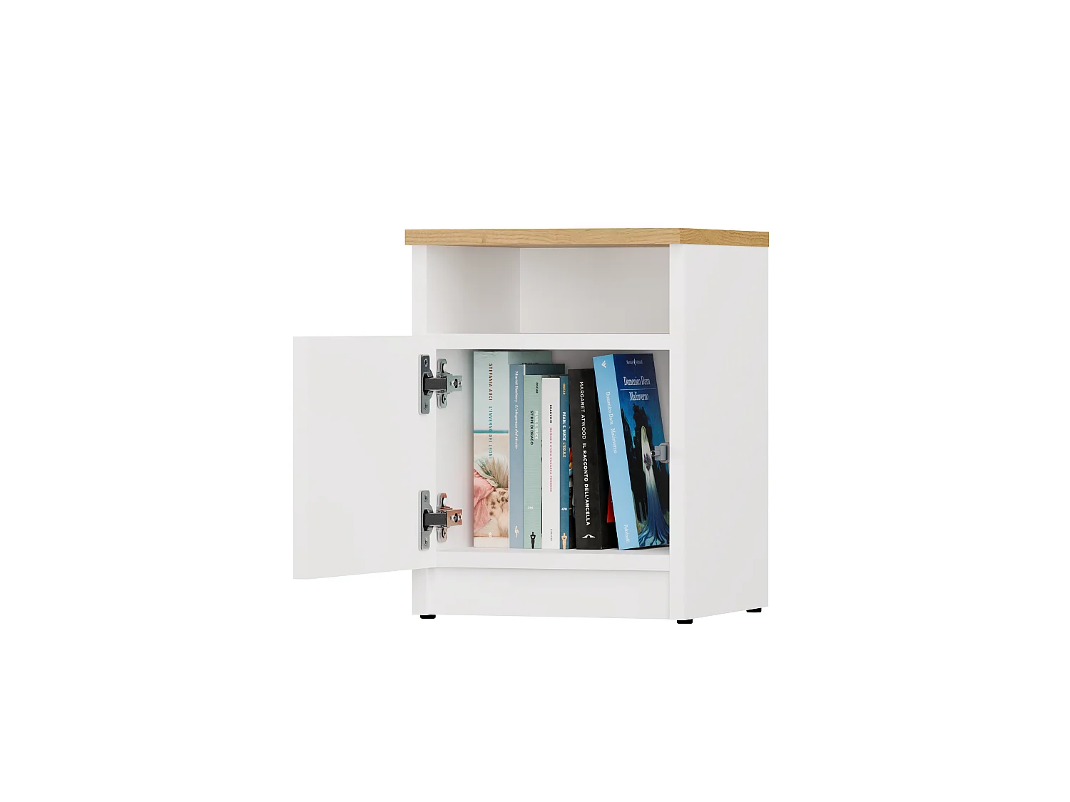 Comodino 30x40 cm con anta bianco/rovere COT4