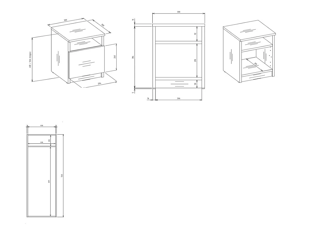 Comodino 30x40 cm con anta bianco/rovere COT4