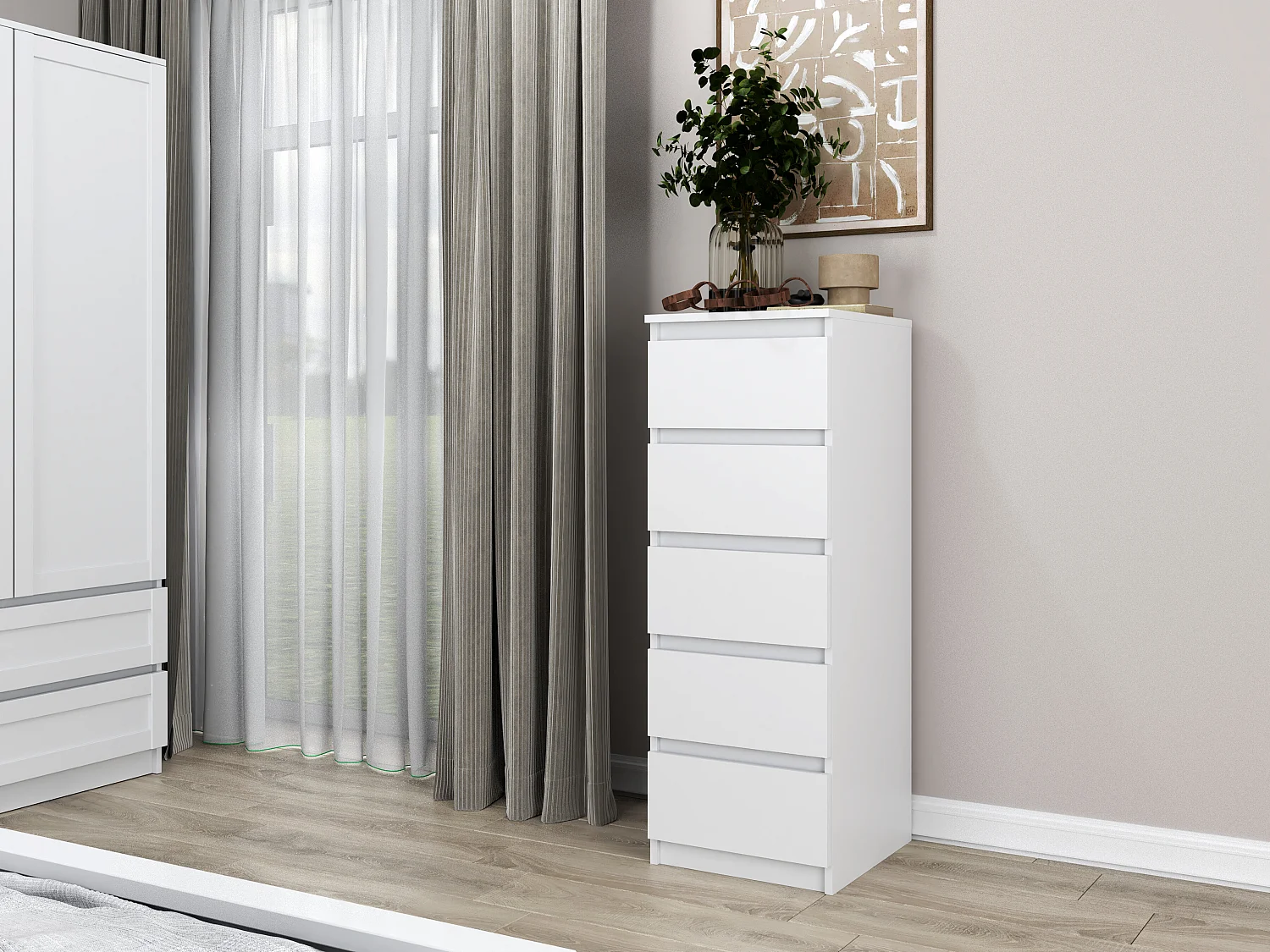 Cassettiera con 5 cassetti 40x45x111 cm bianca CMMT14
