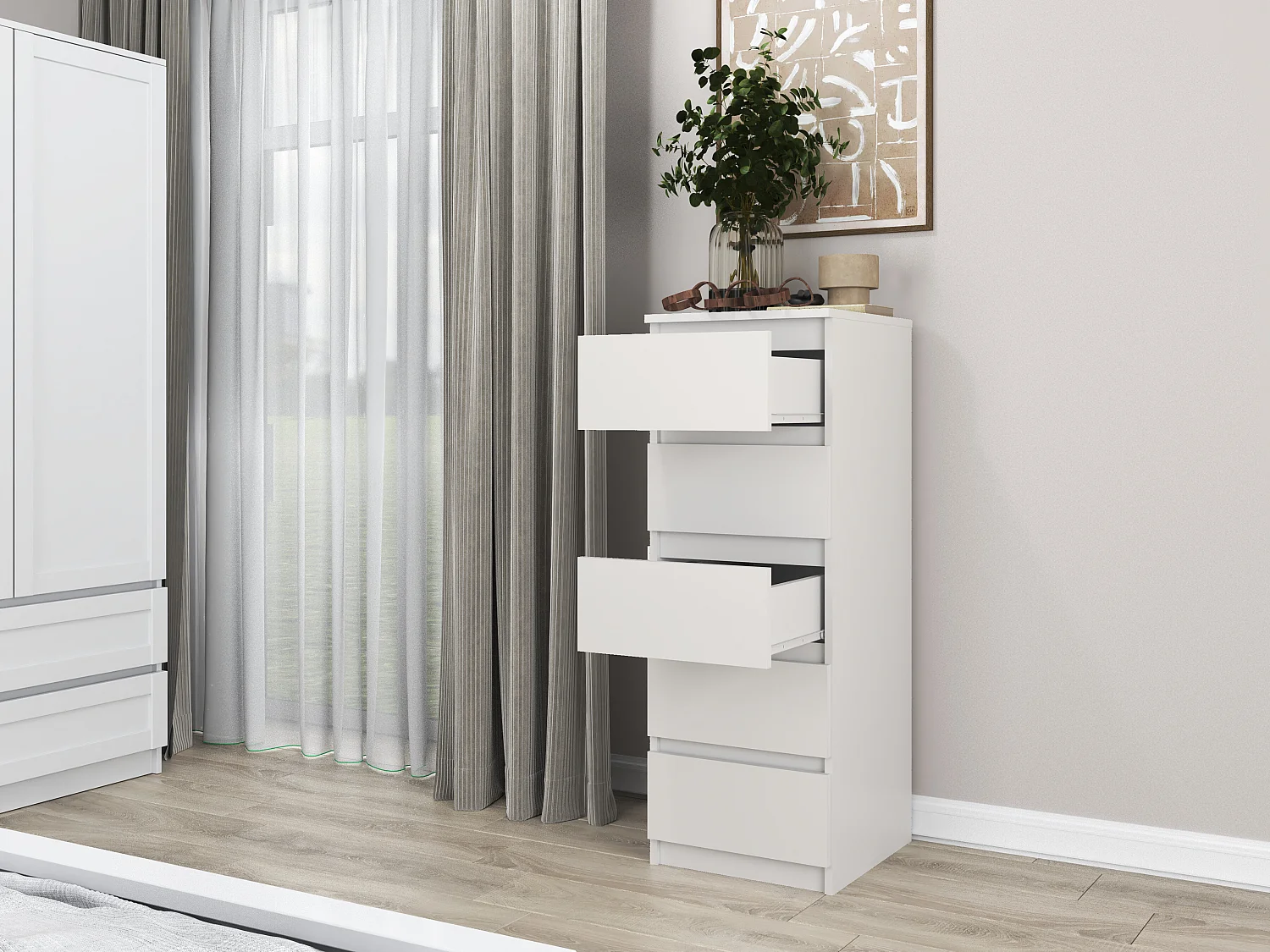 Cassettiera con 5 cassetti 40x45x111 cm bianca CMMT14