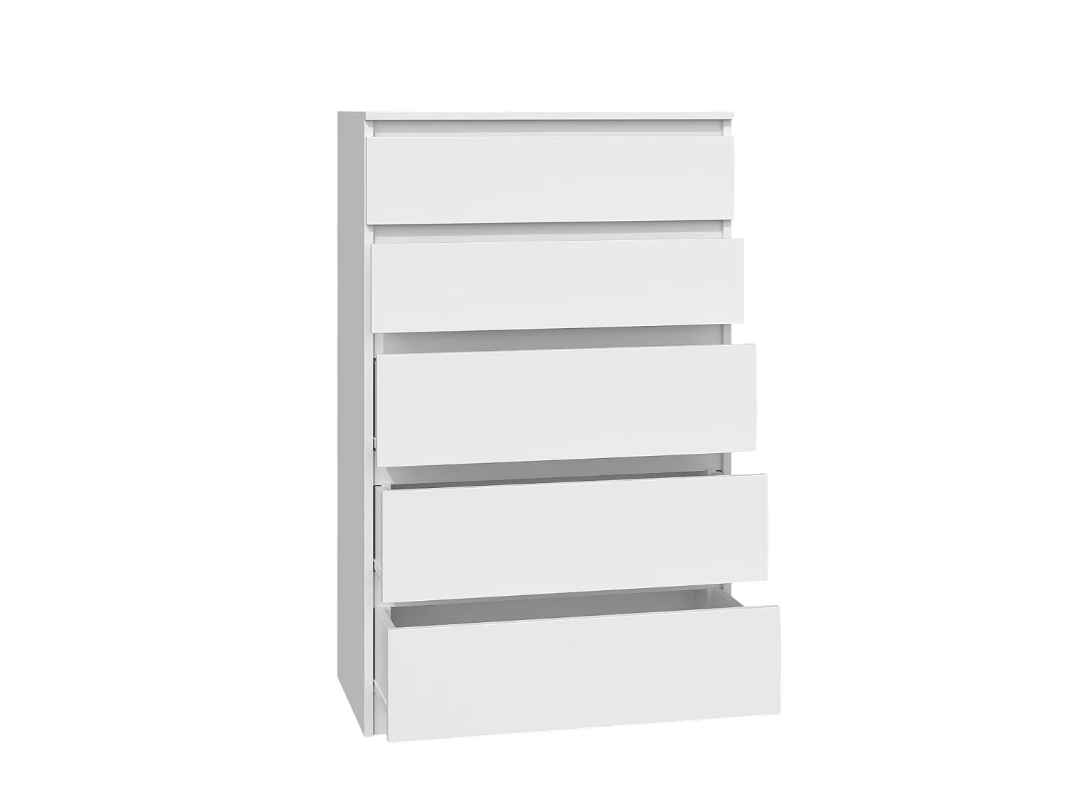 Cassettiera moderna con 5 cassetti 70x40x109 cm bianca CMMT9