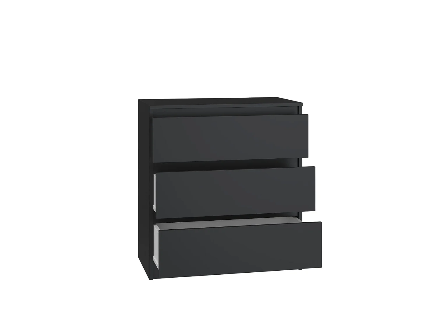 Cassettiera moderna con 3 cassetti 70x40x75 cm nera CMMT6