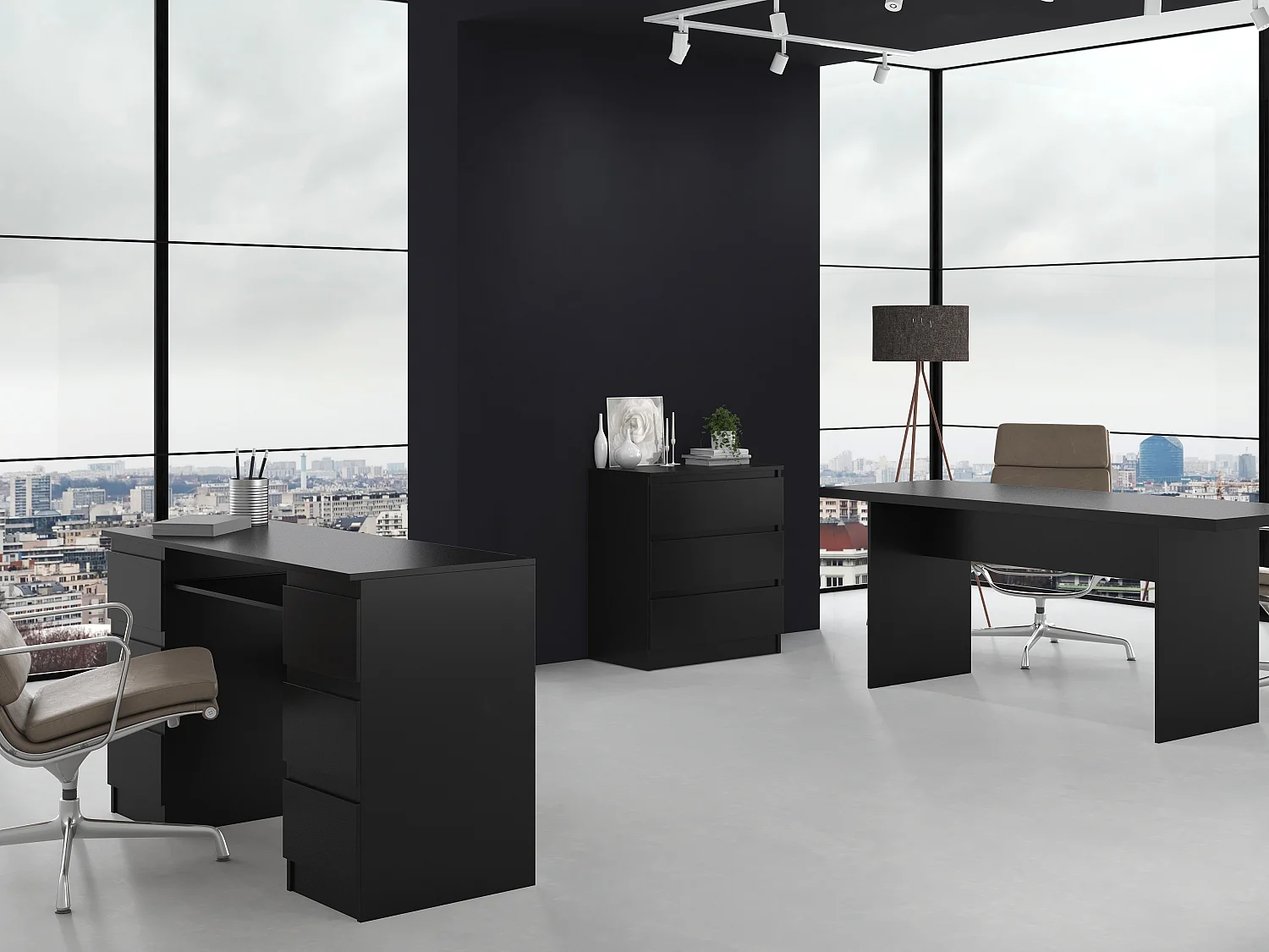 Cassettiera moderna con 3 cassetti 70x40x75 cm nera CMMT6