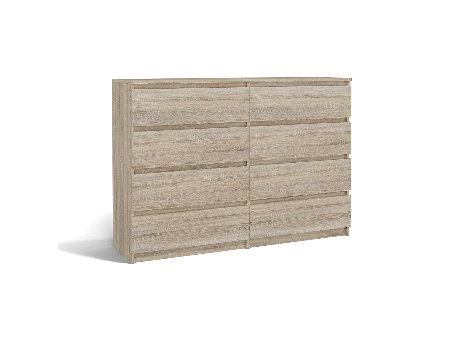 Cassettiera moderna con 8 cassetti 138x40x97 cm rovere chiaro CMMT13