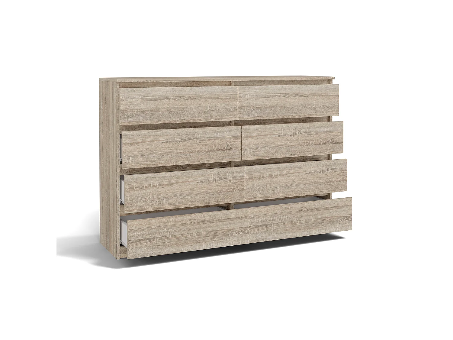 Cassettiera moderna con 8 cassetti 138x40x97 cm rovere chiaro CMMT13