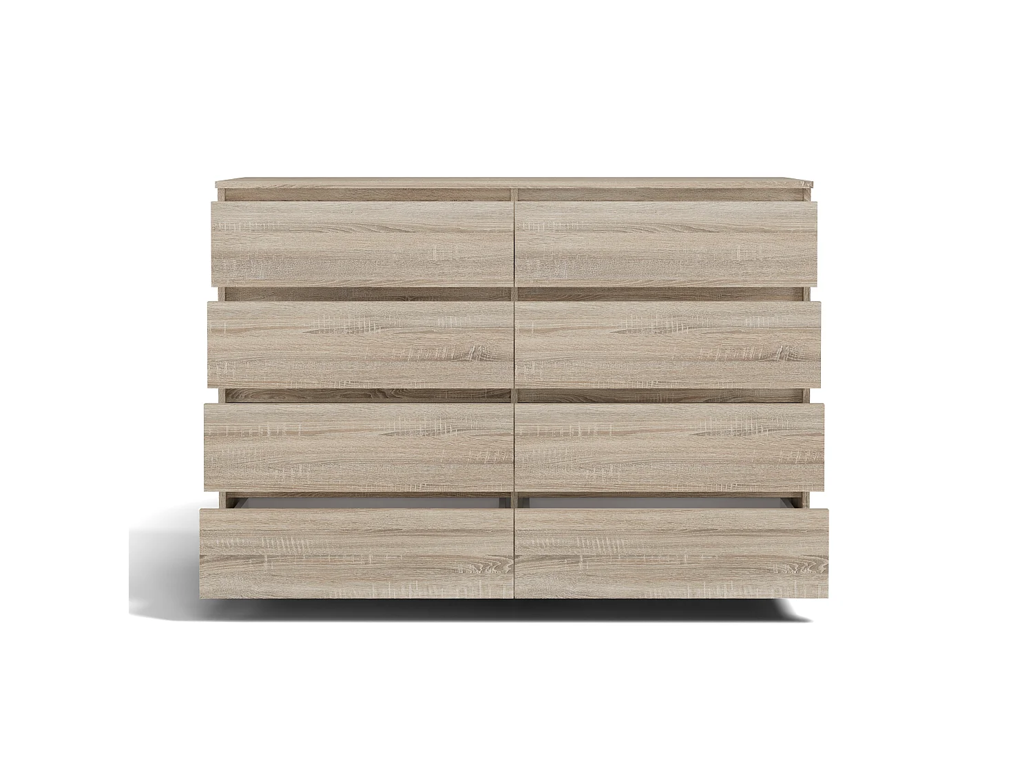 Cassettiera moderna con 8 cassetti 138x40x97 cm rovere chiaro CMMT13