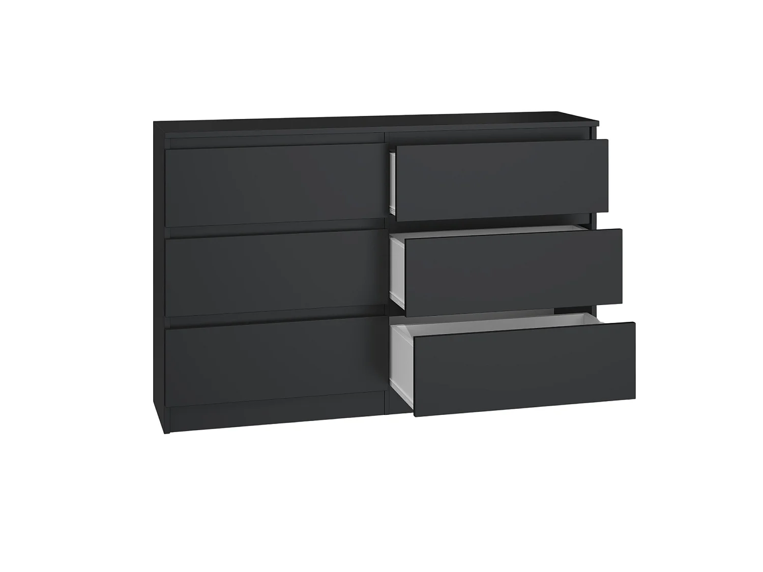 Cassettiera per camera da letto con 6 cassetti 120x30x75 cm nero CMMT10