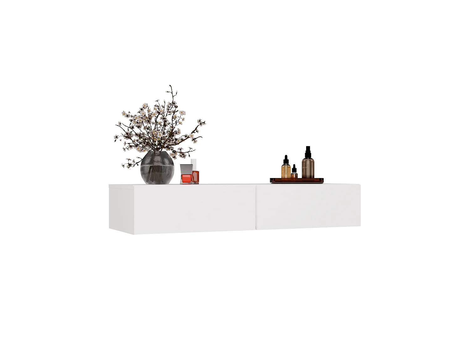 Toeletta da trucco sospesa minimal 110x20 cm bianco opaco TOT4