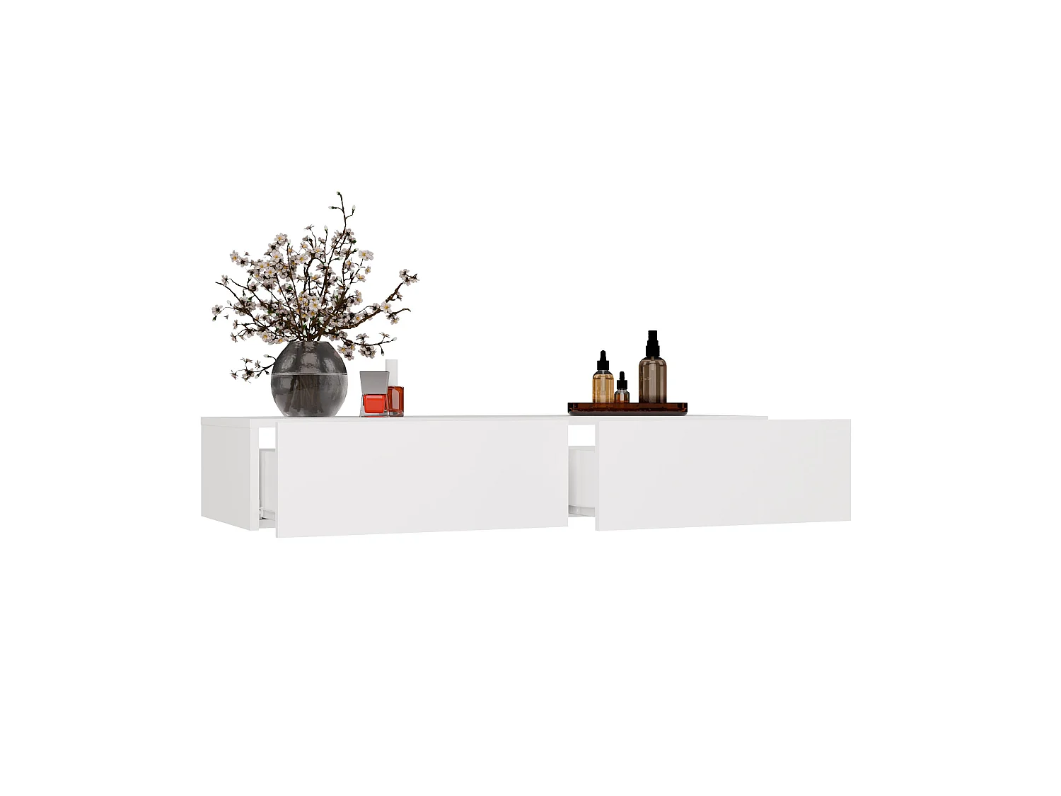 Toeletta da trucco sospesa minimal 110x20 cm bianco opaco TOT4