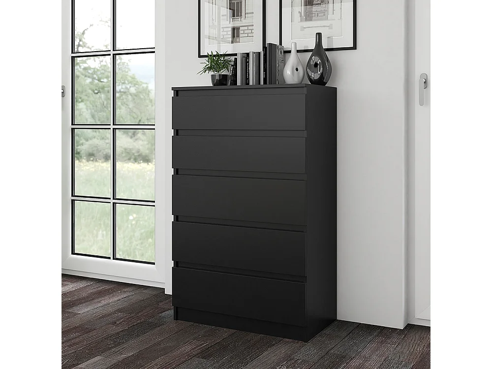 Cassettiera moderna con 5 cassetti 70x40x109 cm nero CMMT9