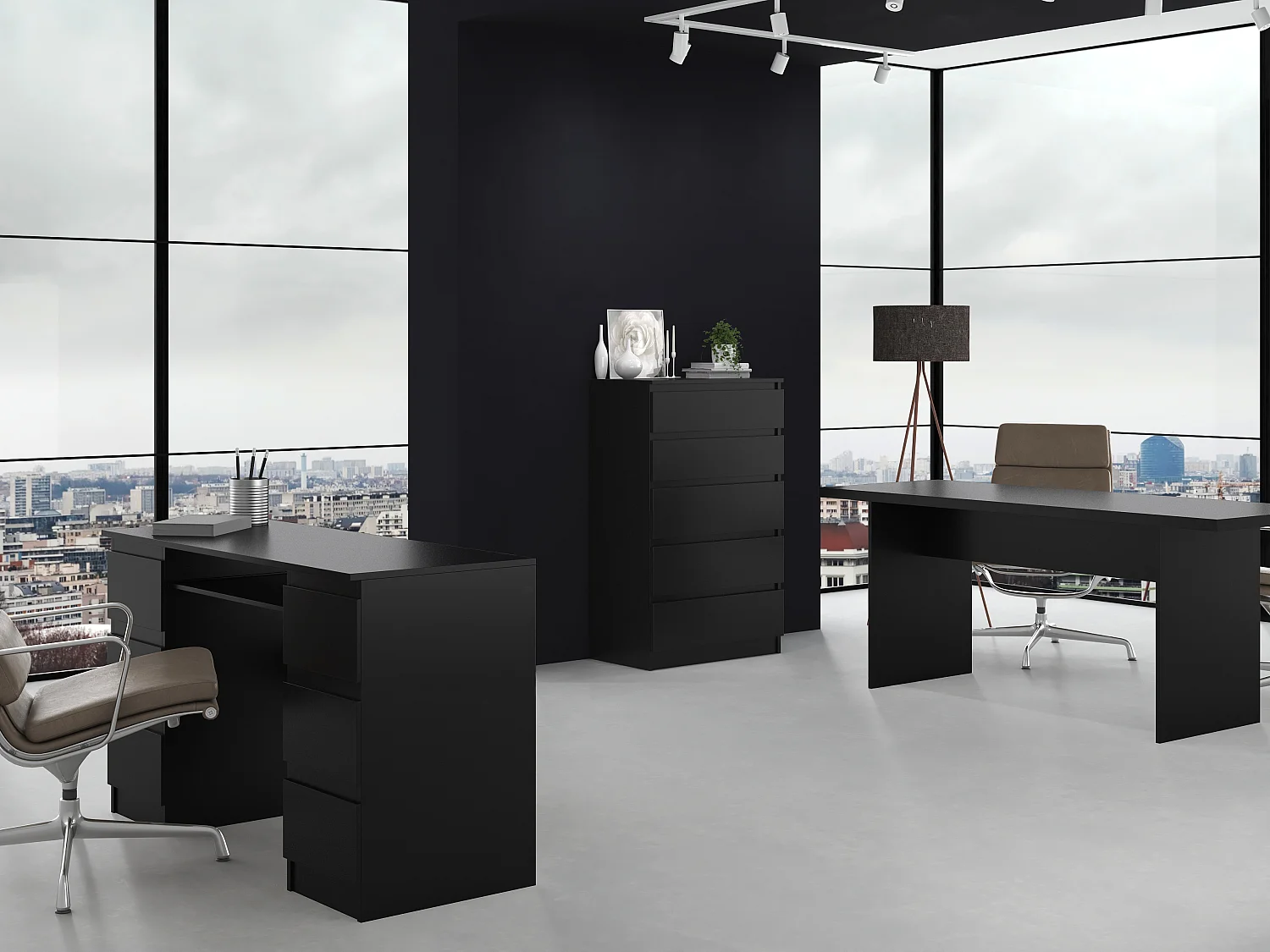 Cassettiera moderna con 5 cassetti 70x40x109 cm nero CMMT9