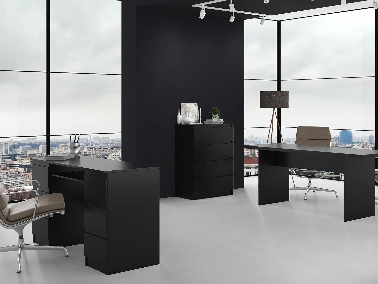 Cassettiera moderna con 4 cassetti 70x40x97cm nera CMMT8