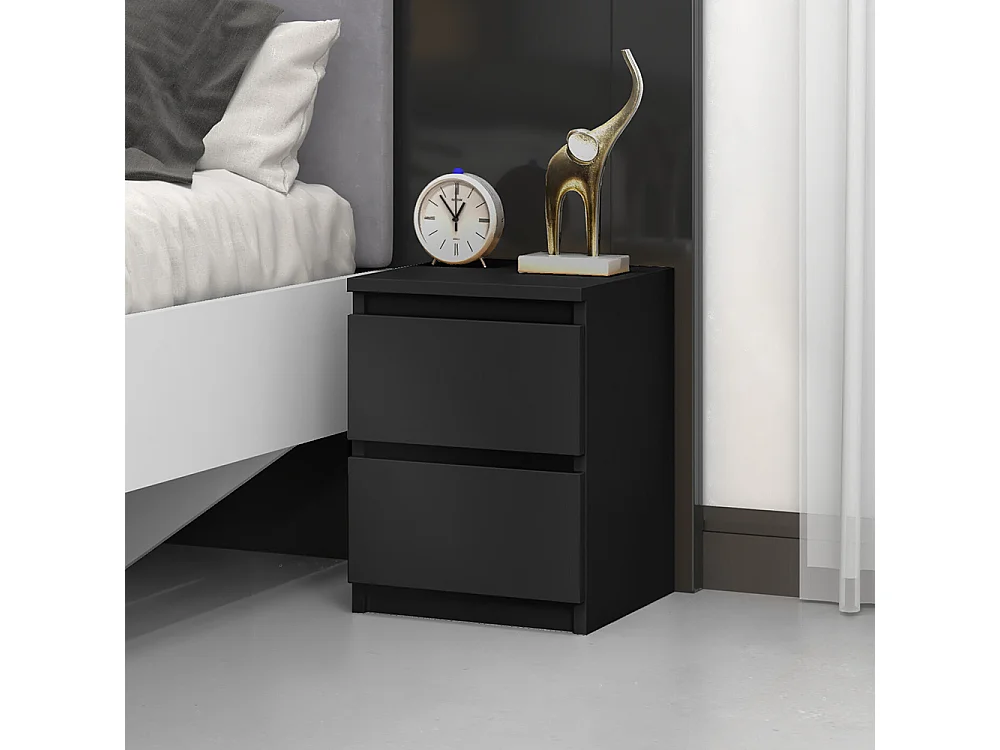 Comodino con 2 cassetti 30x40 cm nero COT7