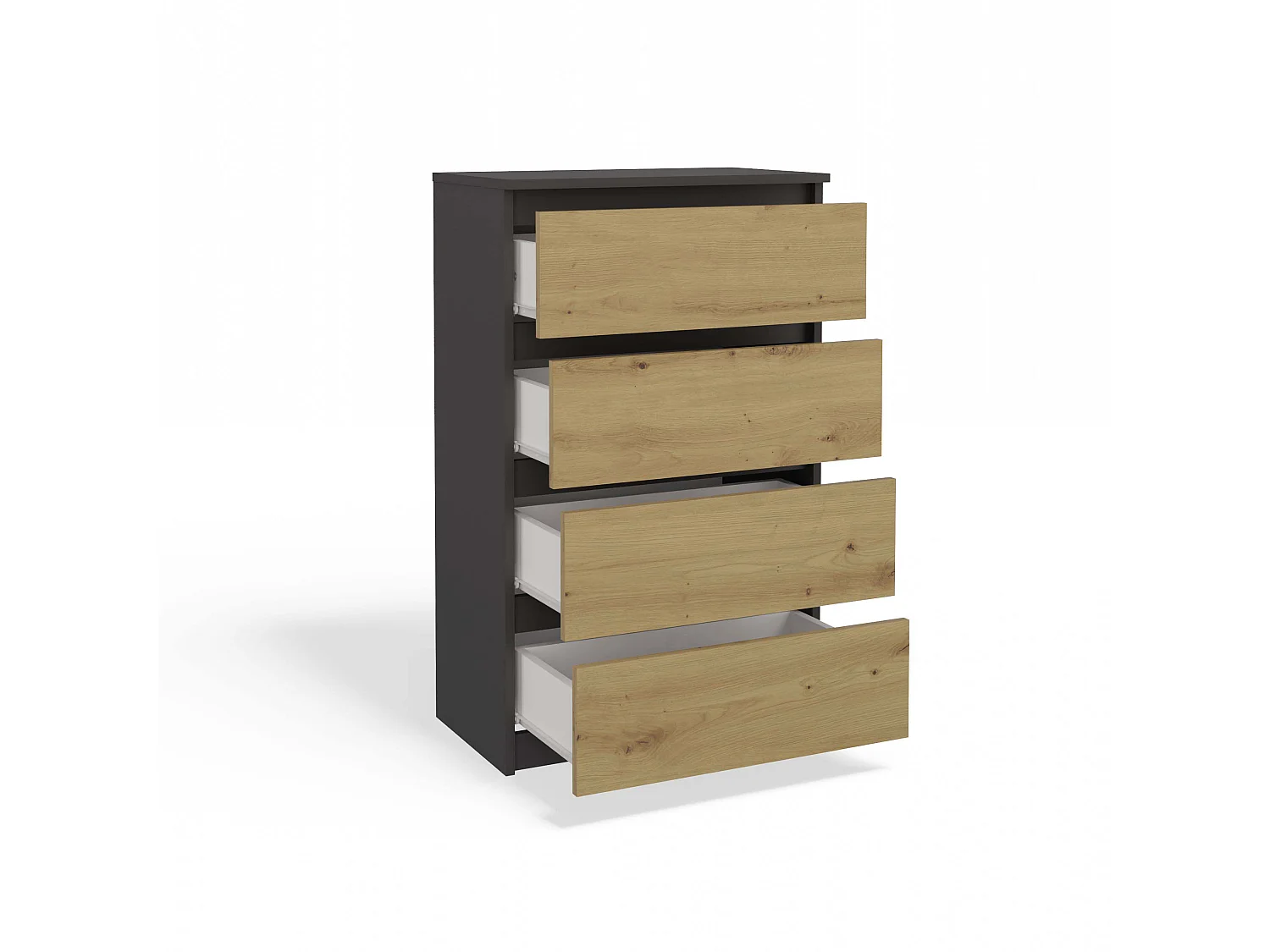 Cassettiera moderna con 4 cassetti 70x40x97cm rovere/antracite CMMT8