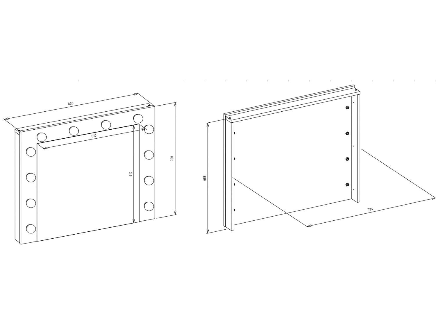 Toeletta da trucco moderna 81x150 cm con specchio e LED bianco opaco TOT8