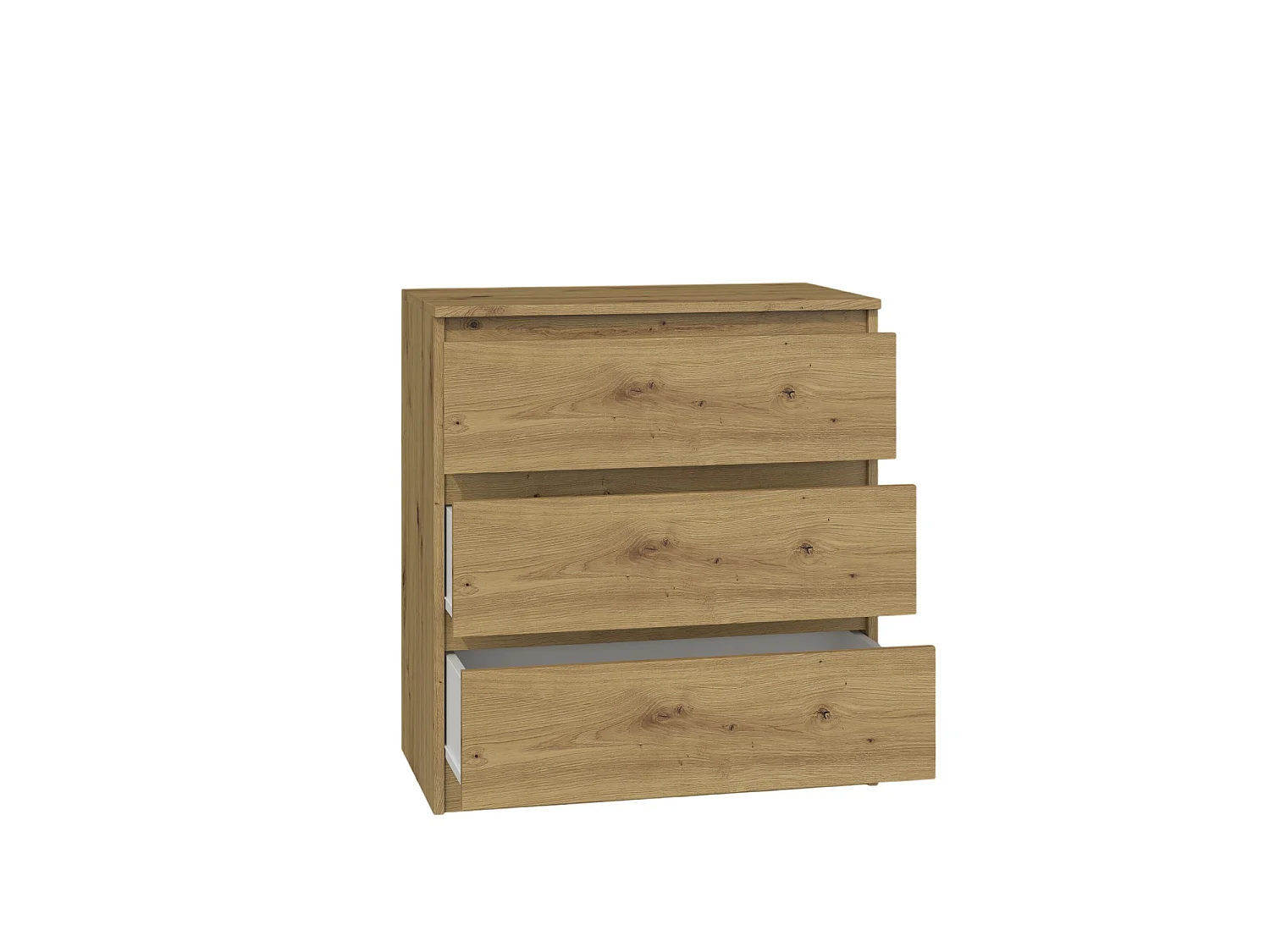 Cassettiera moderna con 3 cassetti 70x40x75 cm rovere CMMT6
