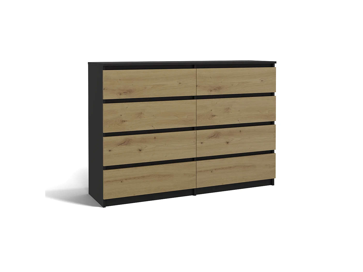 Cassettiera moderna con 8 cassetti 138x40x97 cm rovere/antracite CMMT13