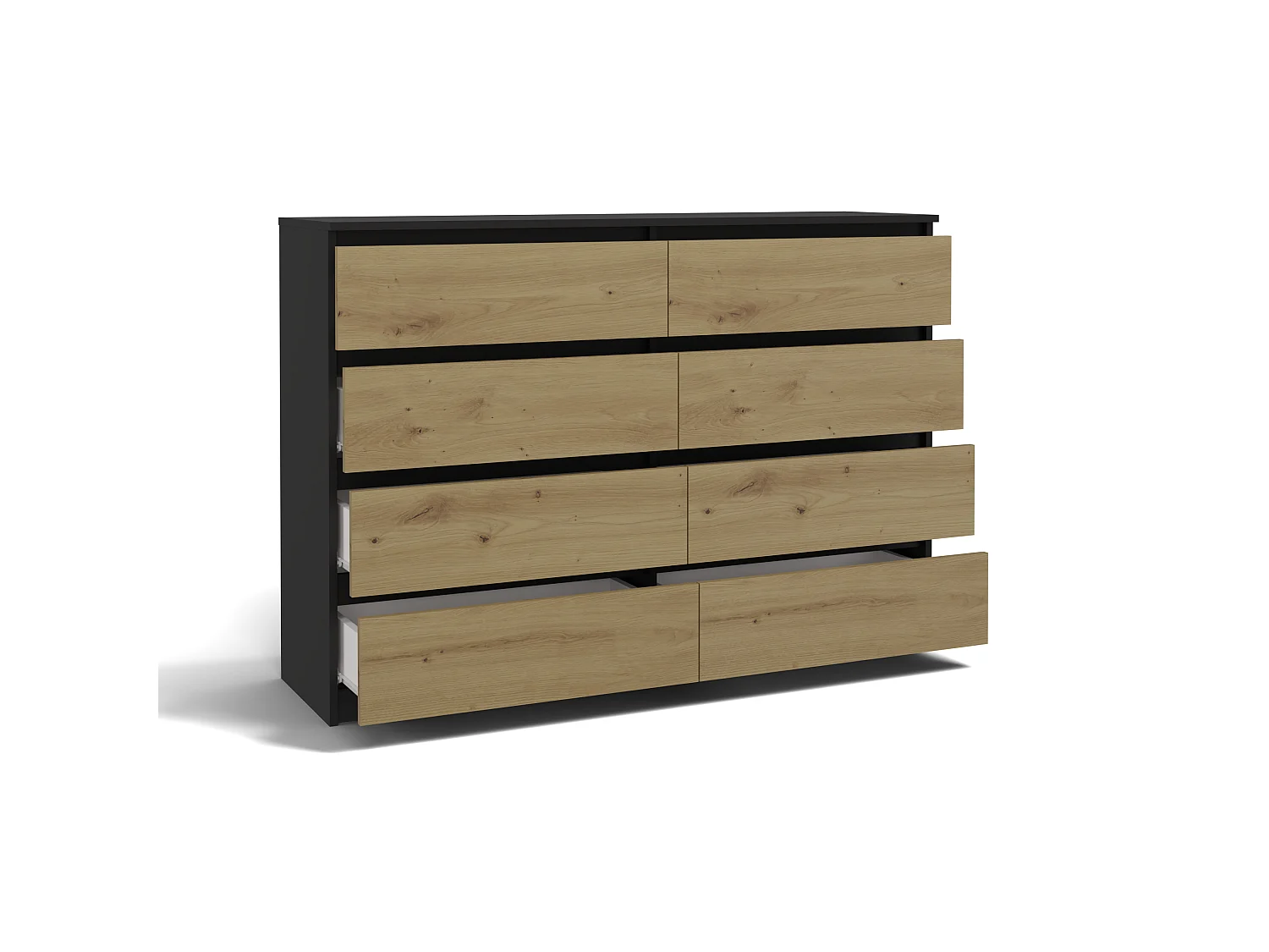 Cassettiera moderna con 8 cassetti 138x40x97 cm rovere/antracite CMMT13