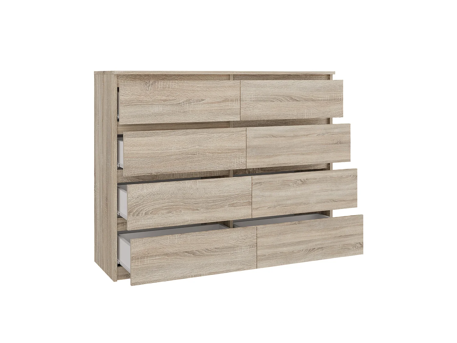 Cassettiera moderna con 8 cassetti 120x40x97 cm rovere chiaro CMMT12