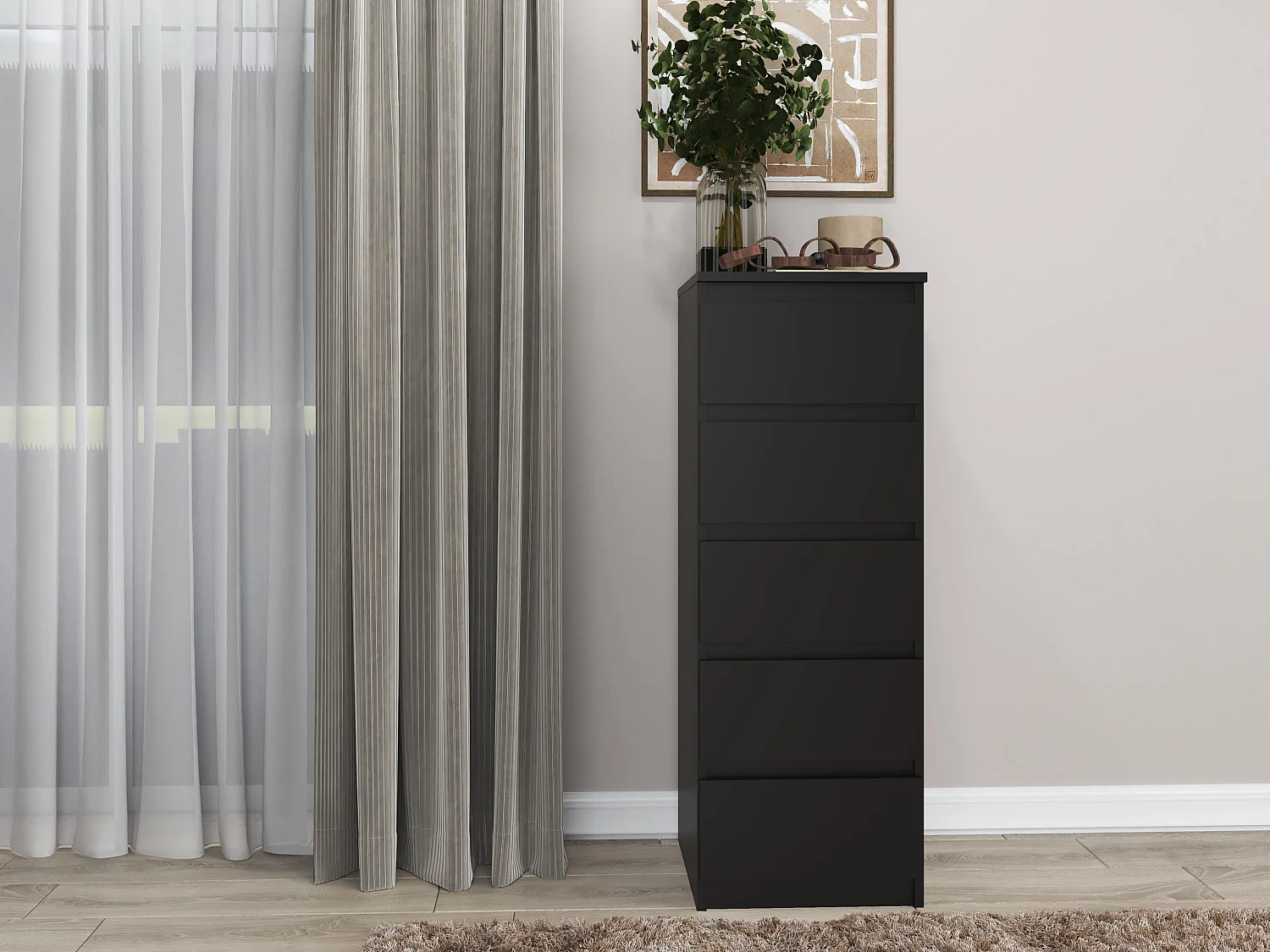Cassettiera con 5 cassetti 40x45x111 cm nera CMMT14