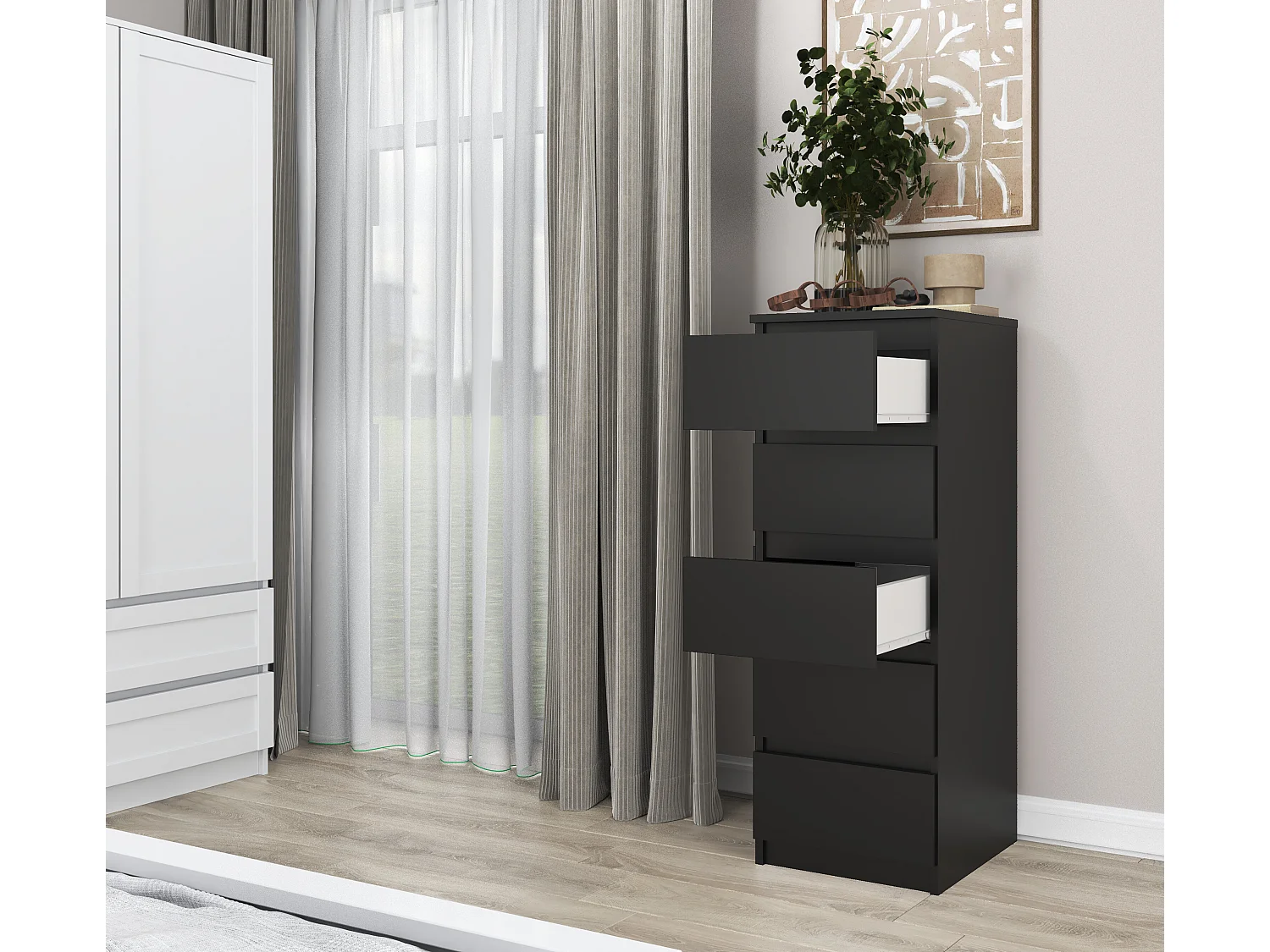 Cassettiera con 5 cassetti 40x45x111 cm nera CMMT14