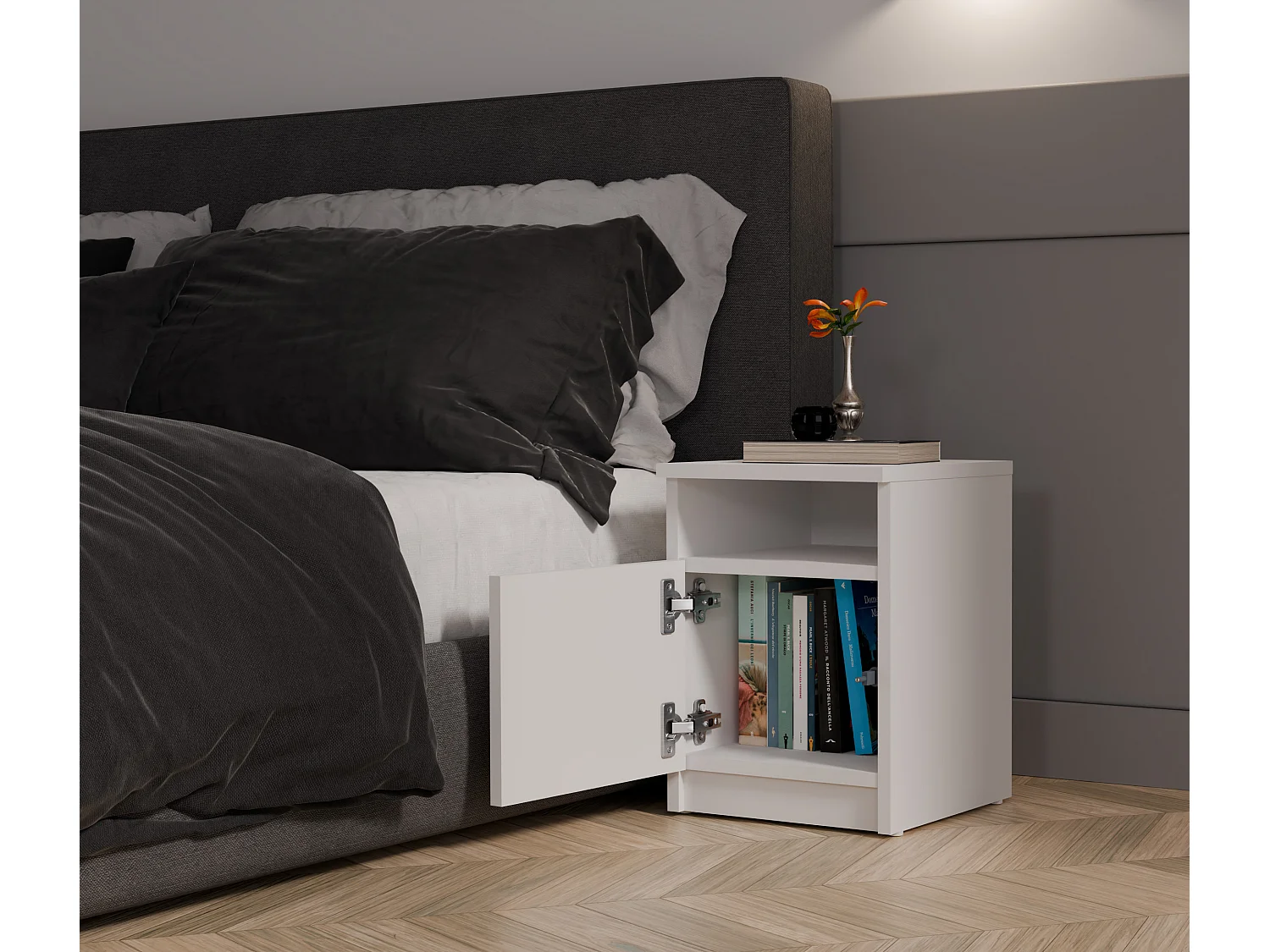 Comodino 30x40 cm con anta bianco COT4