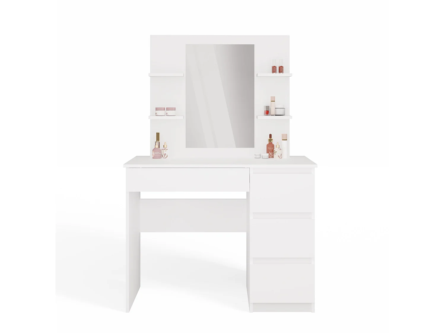 Toeletta da trucco moderna 98x146 cm con specchio e cassetti bianco opaco TOT7