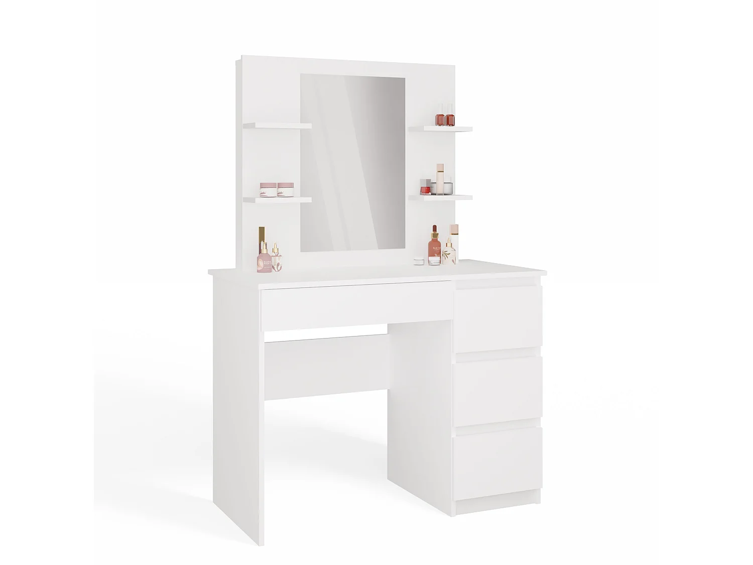 Toeletta da trucco moderna 98x146 cm con specchio e cassetti bianco opaco TOT7