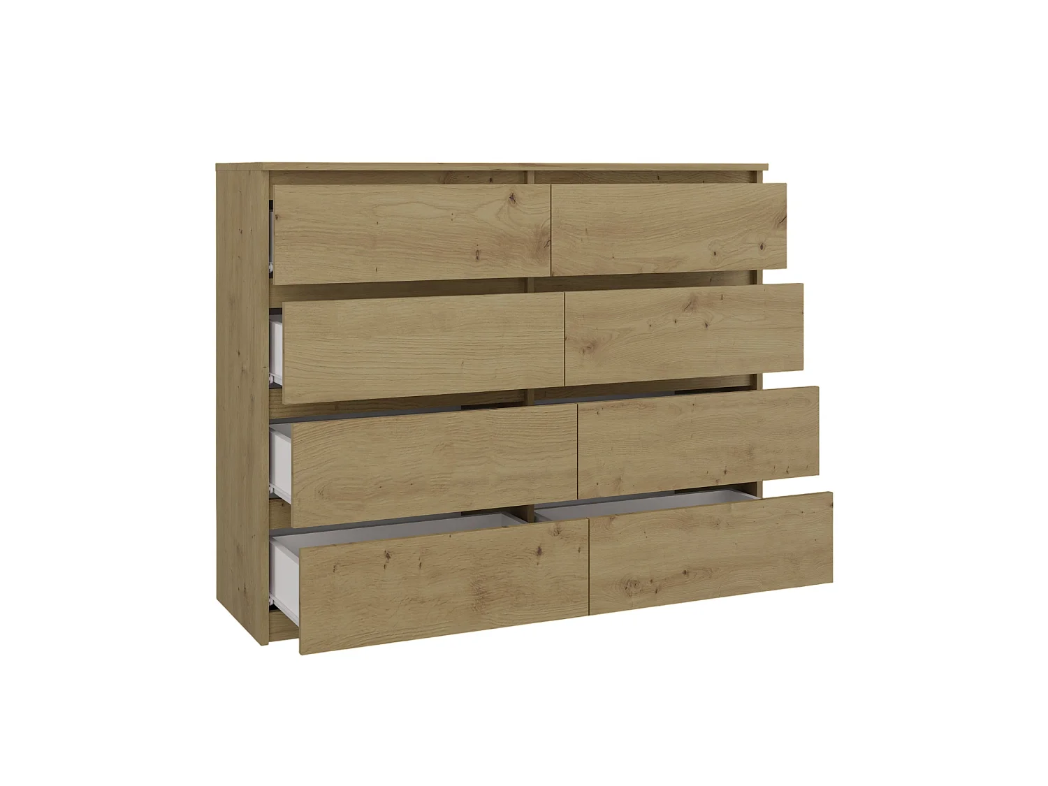 Cassettiera moderna con 8 cassetti 120x40x97 cm rovere CMMT12