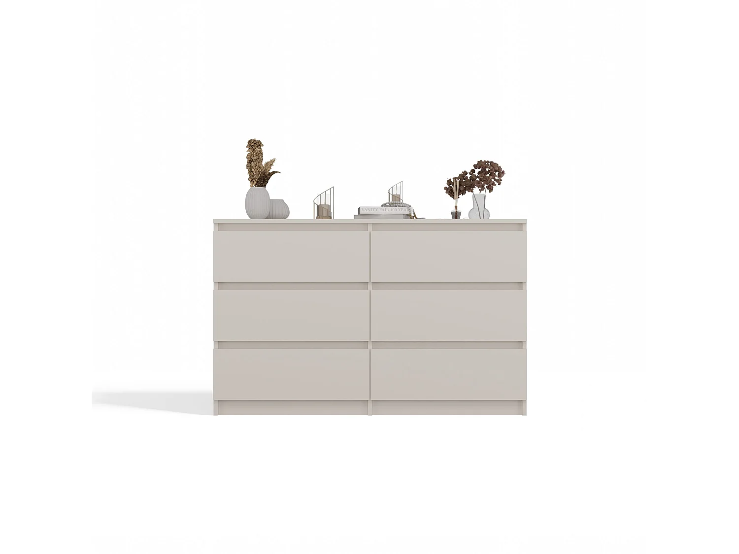 Cassettiera per camera da letto con 6 cassetti 120x30x75 cm beige CMMT10