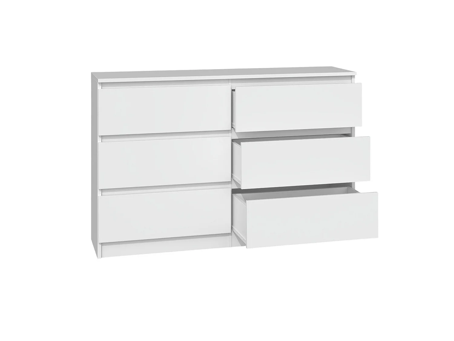 Cassettiera per camera da letto con 6 cassetti 120x30x75 cm bianco CMMT10