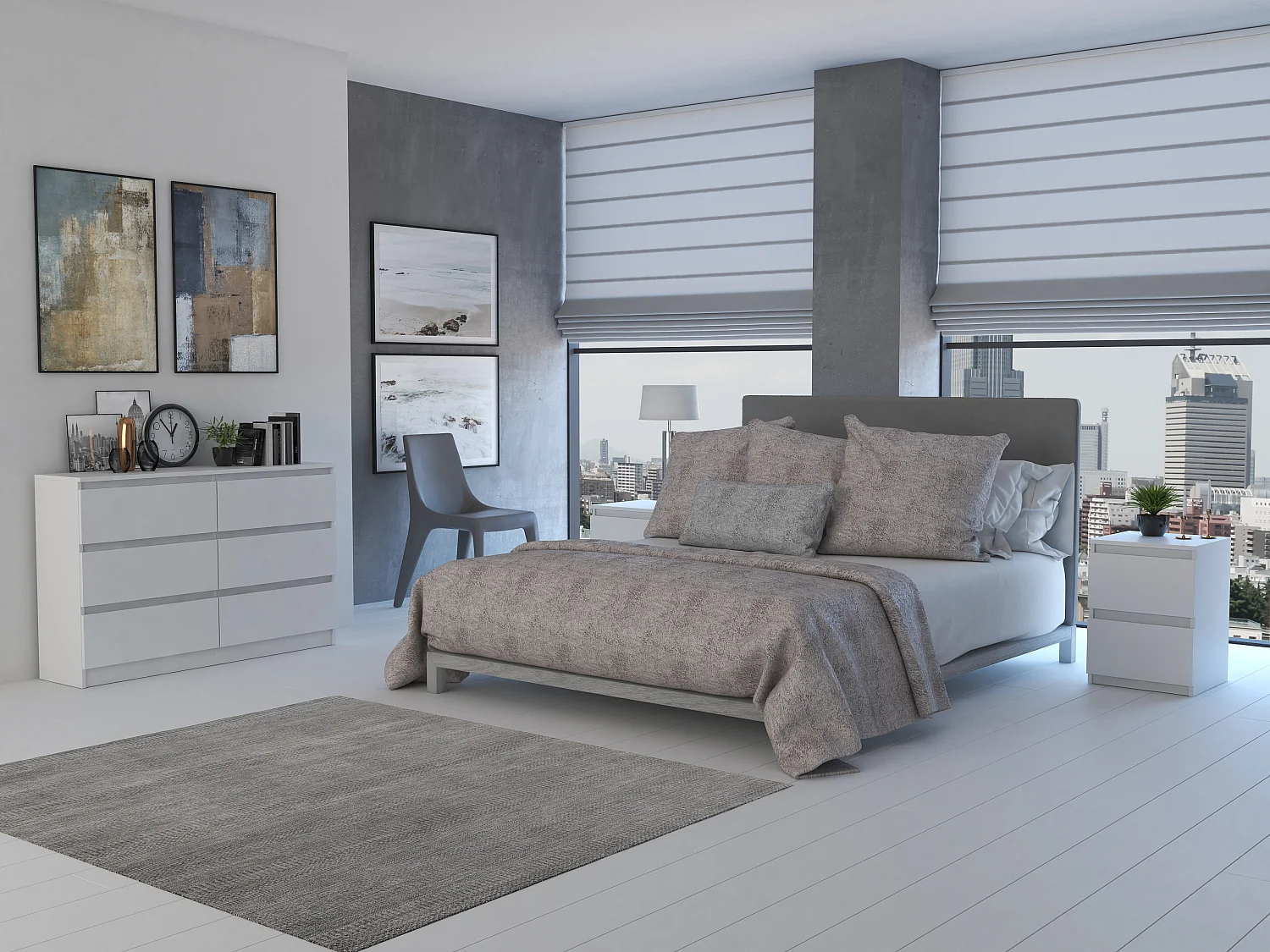 Cassettiera per camera da letto con 6 cassetti 120x30x75 cm bianco CMMT10