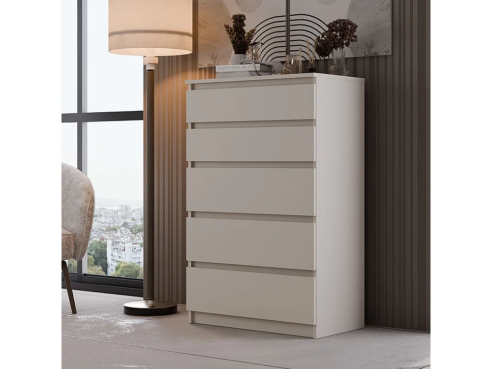 Cassettiera moderna con 5 cassetti 70x40x109 cm beige CMMT9