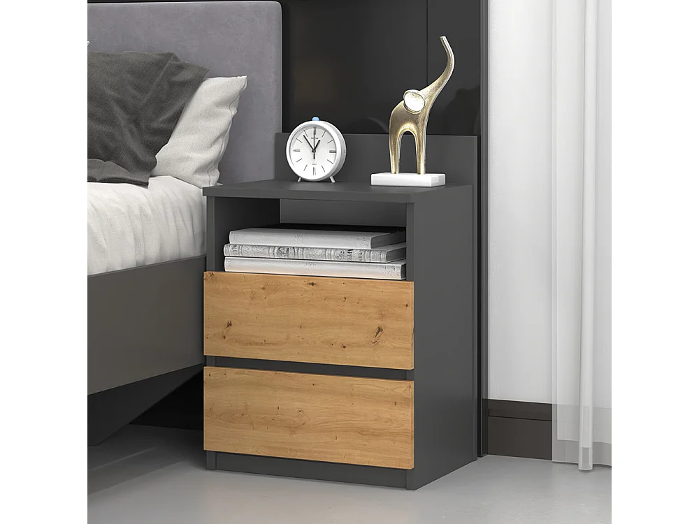 Comodino 40x59 cm con cassetti rovere/antracite COT6