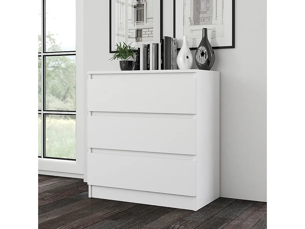 Cassettiera moderna con 3 cassetti 70x40x75 cm bianca CMMT6