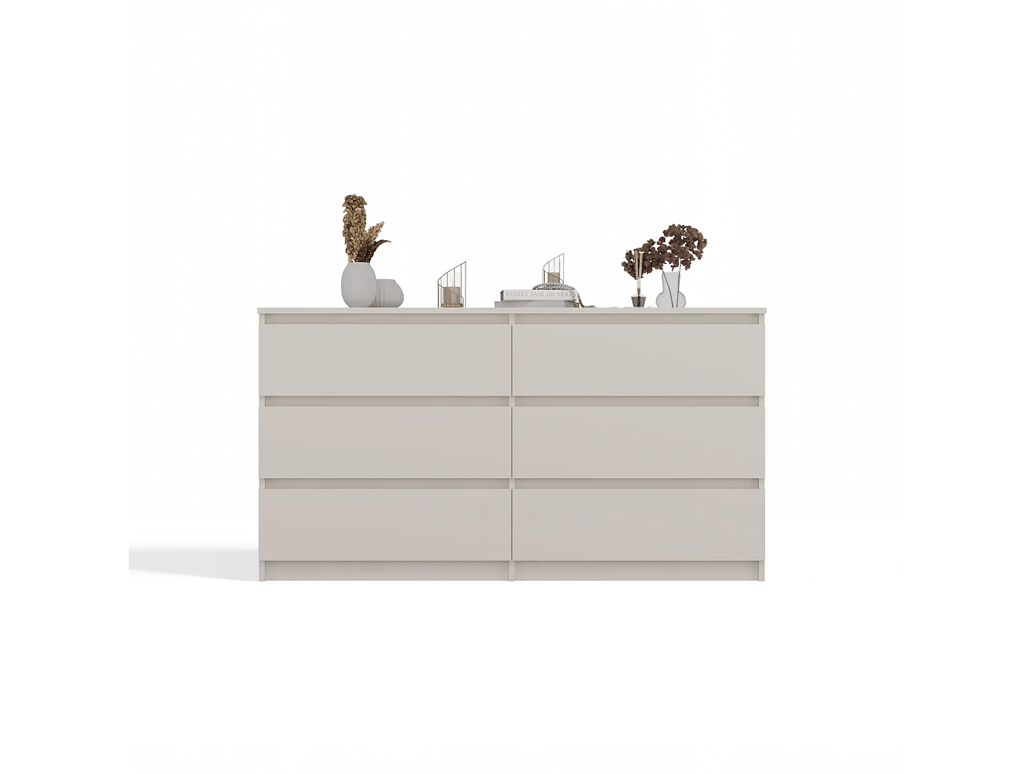 Cassettiera moderna con 6 cassetti 138x40x75 cm beige CMMT11