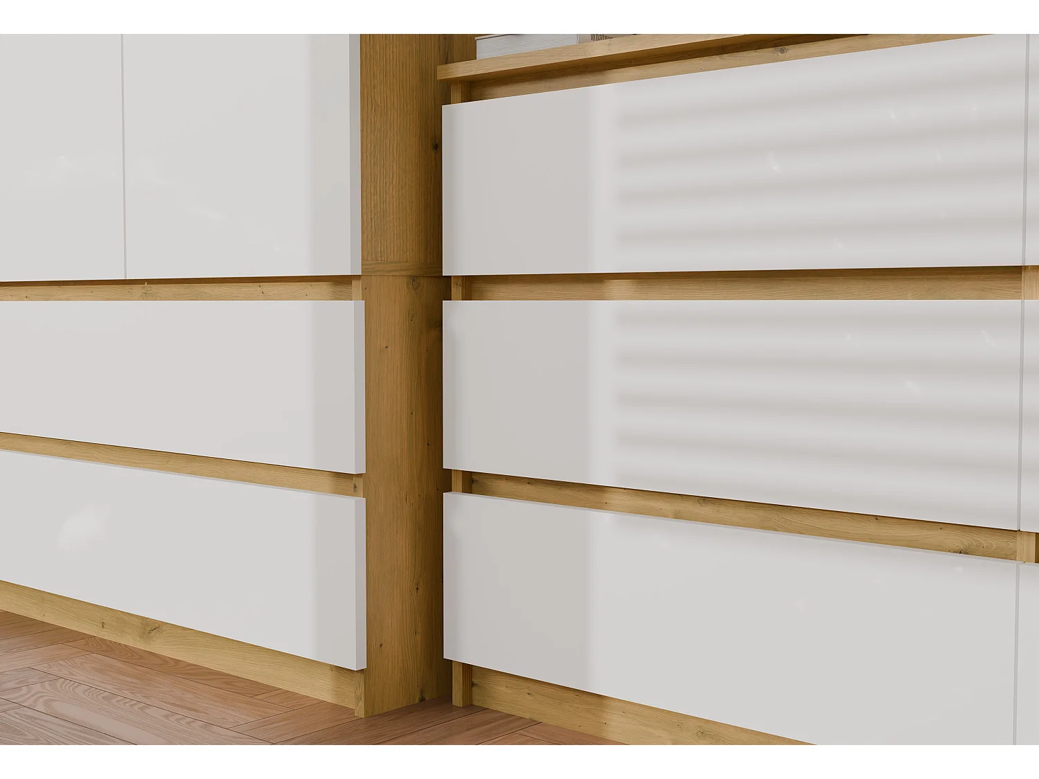Cassettiera per camera da letto con 6 cassetti 120x30x75 cm rovere/bianco CMMT10
