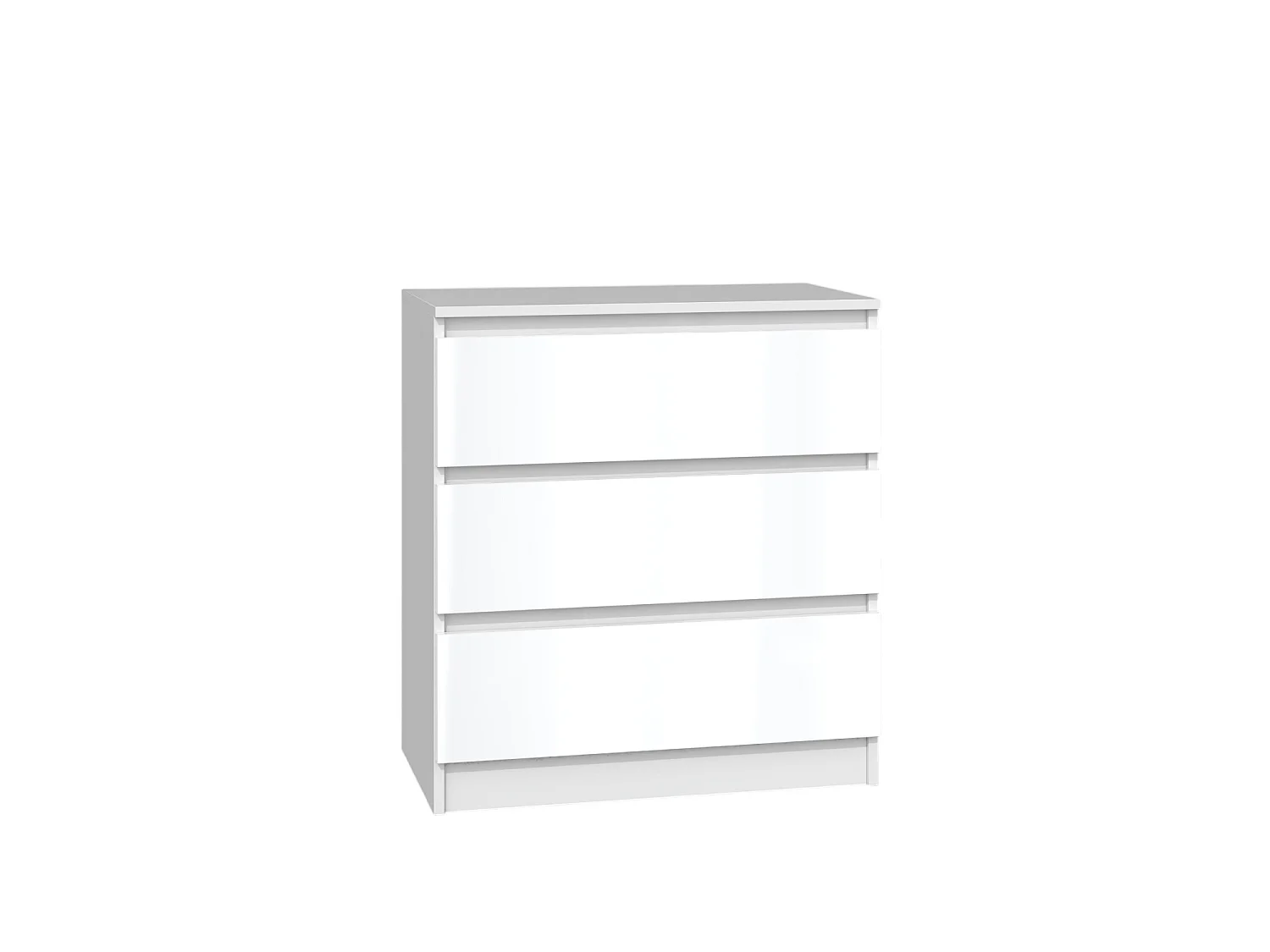 Cassettiera moderna con 3 cassetti 70x40x75 cm bianco lucido CMMT6