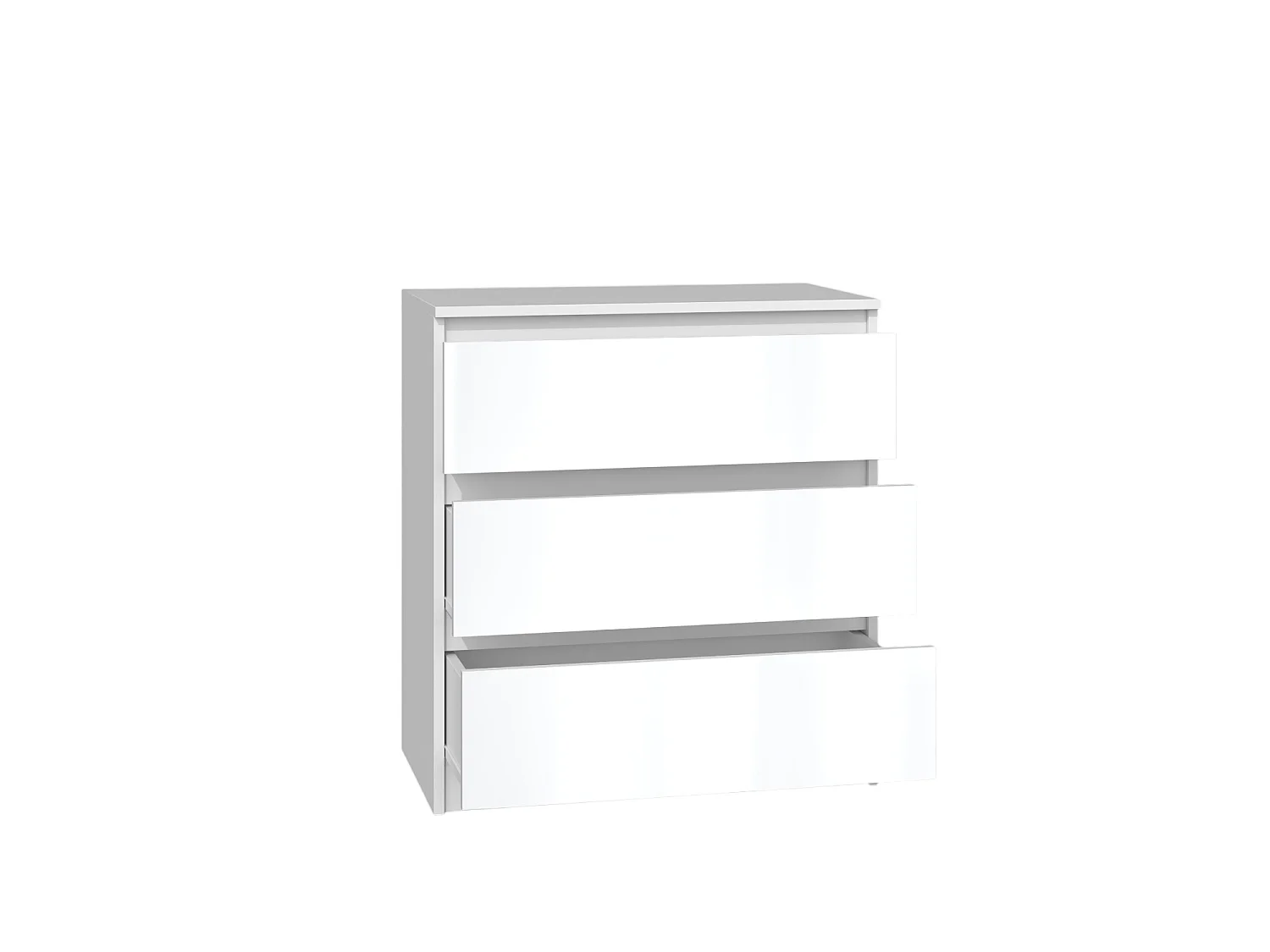 Cassettiera moderna con 3 cassetti 70x40x75 cm bianco lucido CMMT6